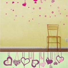Crystal Curtain Two Color Love Heart Vinyl Wall..