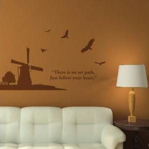 Windmill And Eager Bird Vinyl Wall Decal Sticker..