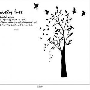 Lovely Tree Automn Leaf Fall Bird Vinyl Wall Decal..