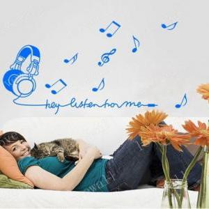 Headsets Headset Music Note Song Vinyl Wall Decal..