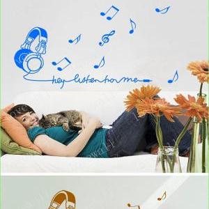 Headsets Headset Music Note Song Vinyl Wall Decal..