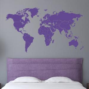 36"w World Map With Countries Borders..