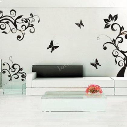 Vinyl Wall Decal Flower Floral Tree Vine Butterfly..