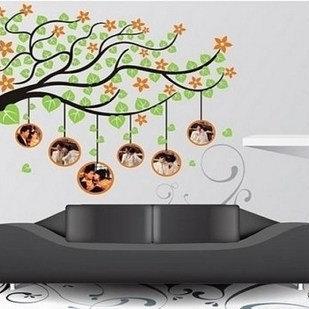 Vinyl Wall Decal Wind Blowing Tree Wedding Family..