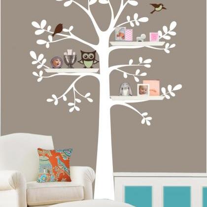 Shelf Tree Decal - Tree Decal With Owl - Owl..