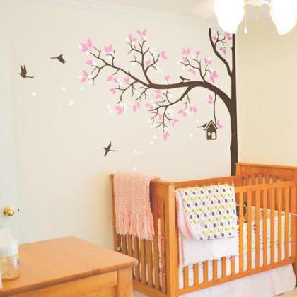 Nursery Vinyl Wall Decal Kids Corner Blossom Tree..