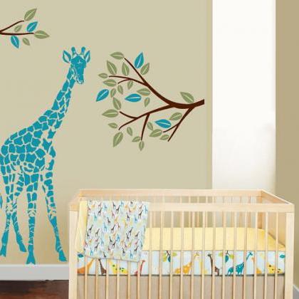 Tree Giraffe Decal Vinyl Wall Decal Baby Nursery..