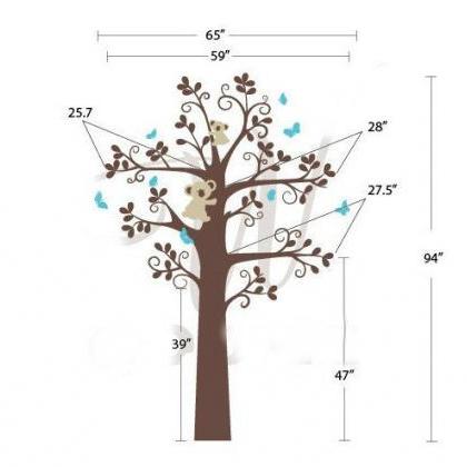 Wall Decals - Shelving Tree With Birds- Baby..