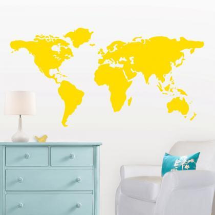 Vinyl Wall Decal Large World Map 7 Continents Land..