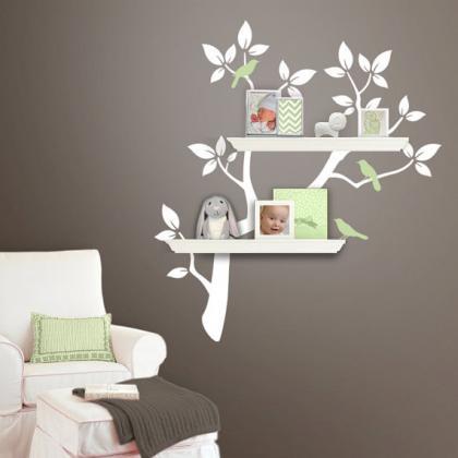 Wall Decal Birds Sheving Tree Branch With Bird..