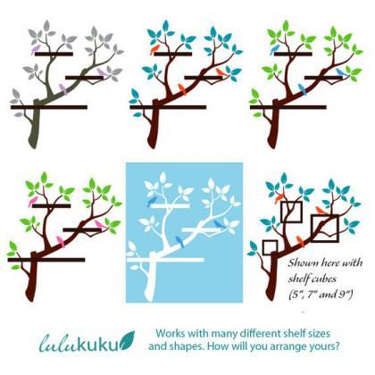 Wall Decal Birds Sheving Tree Branch With Bird..