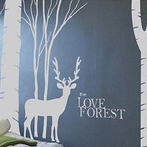 Christmas Deer Tree Decal , Love Forest Deer ,tree..