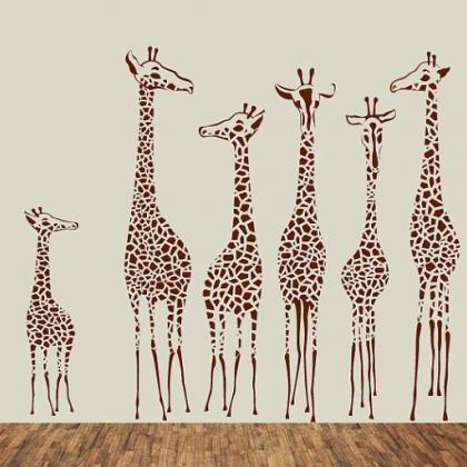Nursery Cute Giraffe Family Vinyl Wall Decal Six..