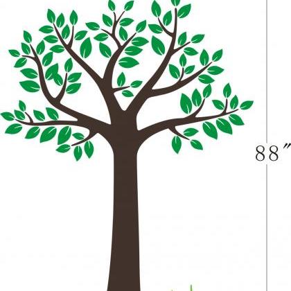 Vinyl Wall Decal Simple Single Tree With Grass..