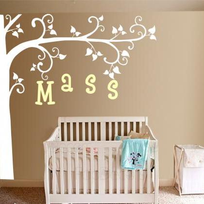 Vinyl Wall Decal Curly Tree Branch With Custom..