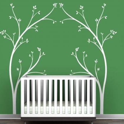 Vinyl Wall Decal Two Germination Tree With Leaf..