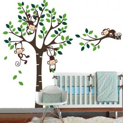 Vinyl Wall Decal Simple Trees With Tree Branch..