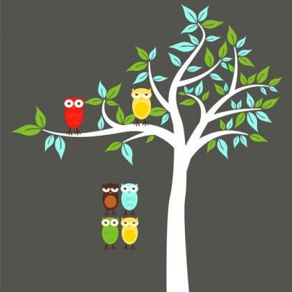 Tree Owl Decal ,nursery Owls Sticker,owl Family..