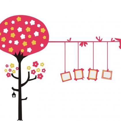 Vinyl Funny Cute Star Flower Tree Photo Frame With..