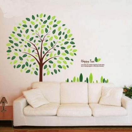 Vinyl Large Family Happy Tree With Leaf Leaves..