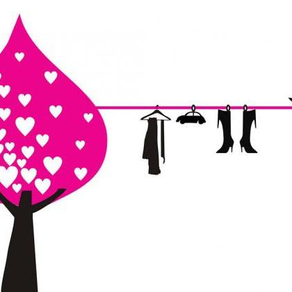 Vinyl Funny Love Heart Leaf Clothes Tree Bird With..