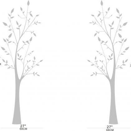 Vinyl Wall Decal Two Little Tree With Buds Bud..