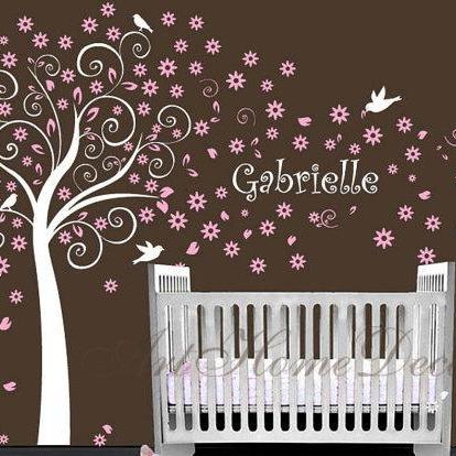 Baby Nursery Blossom Flower Tree Custom Name Wall..