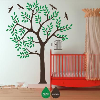 Fly Birds Tree With Birds Vinyl Wall Decal Bird In..