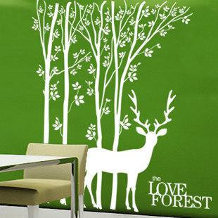 Wall Decal Love Forest Cute Deer Tree Wood Fawn..