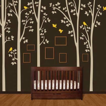 Wall Decal Large Size Five Birch Tree Trees With..