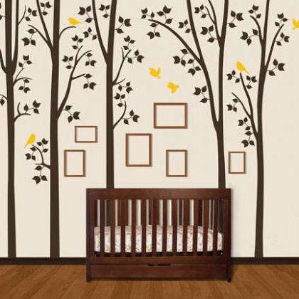 Wall Decal Large Size Five Birch Tree Trees With..