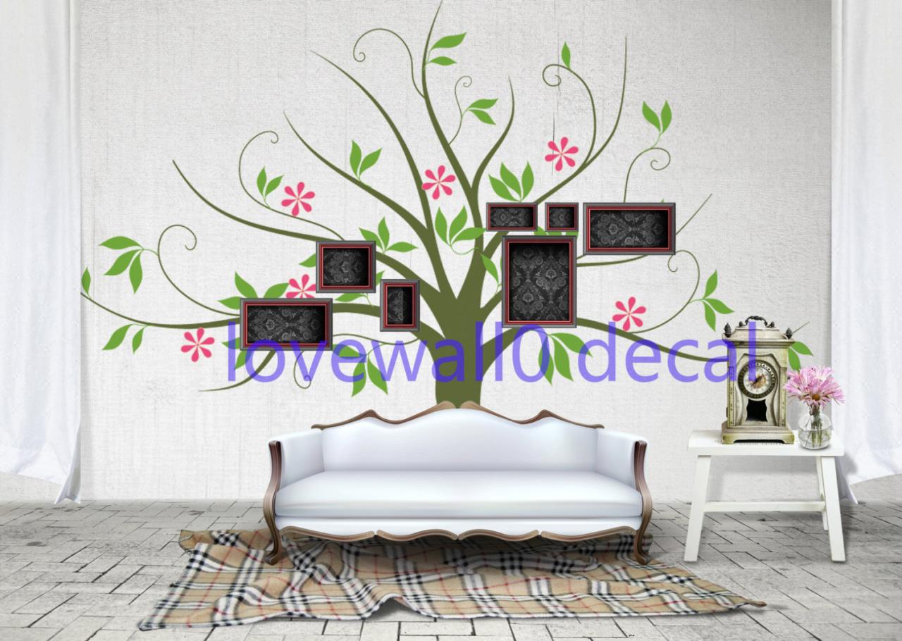 Buds Romantic Photo Frame Tree Leaf Leaves Flower Room House Wall Sticker Art Murals Stickers Decal Decor Removeable A617