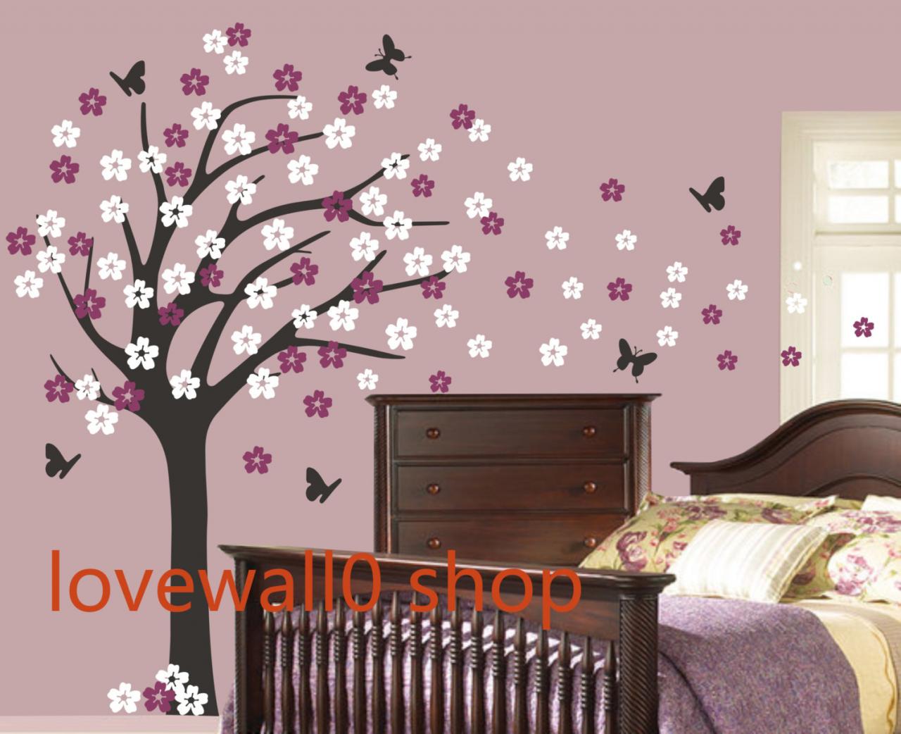 Large Roman Cherry Blossom Tree With Two Set Flower Butterfly Room