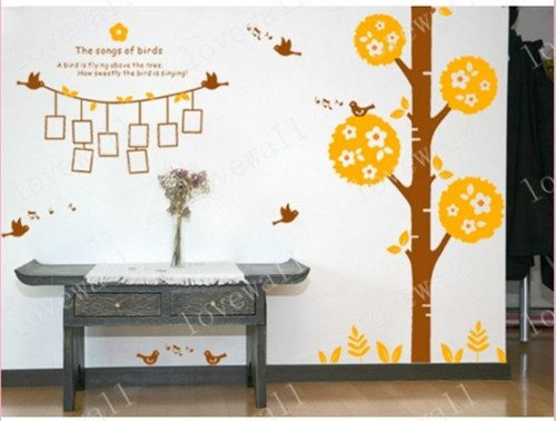 The Songs Of Birds Tree Leaf Photo Flame Nursery Baby Room Vinyl Wall Decal Sticker Living Room Bed Room Sticker Art Home Murals 1370