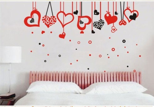 Crystal Curtain Two Color Love Heart Vinyl Wall Decal Sticker Bed Room Living Room Nursery Baby Paste Art Decor Home Murals 208