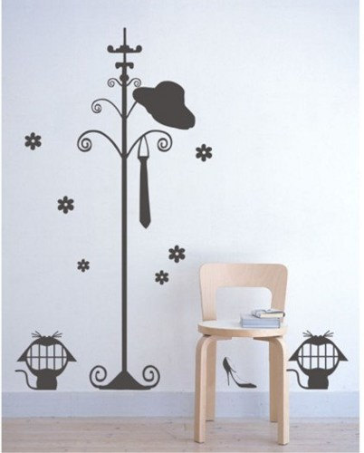 Clothes Stand Clothes Tree Handger Cat Hat Tie Vinyl Wall Decal Sticker Living Bed Room Glass Window Home Art Murals 283