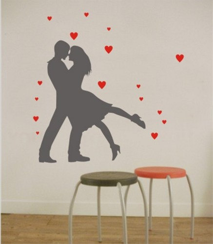 Man And Woman Dancing Dance In Love Heart Vinyl Wall Decal Sticker Chair Living Bed Room Adult Room Paste Art Decor Home Murals 196