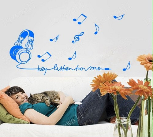Headsets Headset Music Note Song Vinyl Wall Decal Sticker Glass Window Living Bed Room Room Paste Art Decor Home Murals 1243