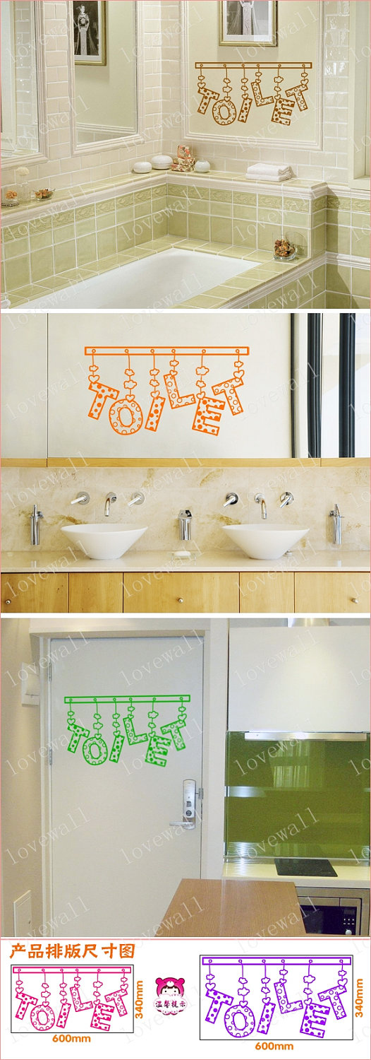 Fun Toilet Mark Word English Words Washroom Decals Vinyl Wall