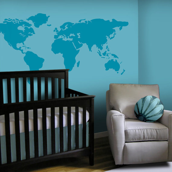 Vinyl Wall Decal Large World Map Decals 7 Continents Land Country Home House Study Room Wall Decals On Luulla
