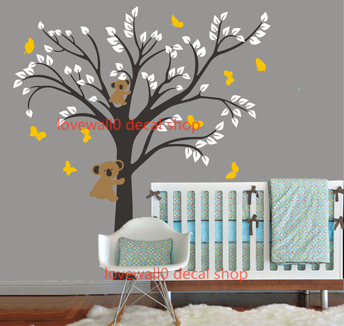 Vinyl Wall Decal Simple Tree With Cute Bears Playing Butterfly Cubs Home House Art Wall Decals Wall On Luulla