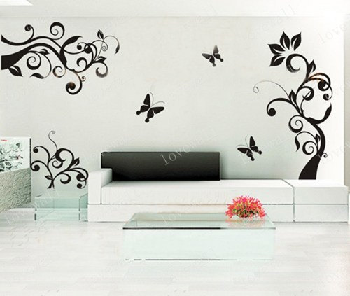 Vinyl Wall Decal Flower Floral Tree Vine Butterfly Butterflies Home House Art Wall Decals Wall Sticker Stickers Baby Room Kid 0200