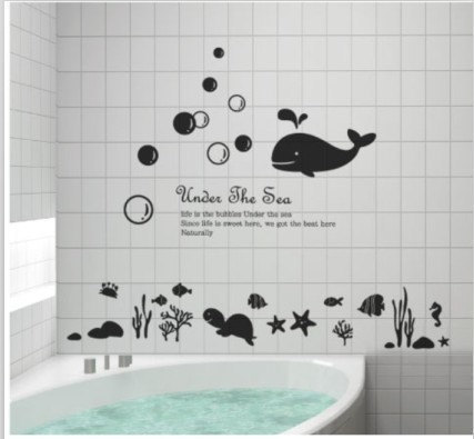 Vinyl Wall Decal Scenery Under The Sea Tortoise Whale Starfish Bathroom Home House Baby Room Wall Decals Wall Sticker Stickers Kids Decor