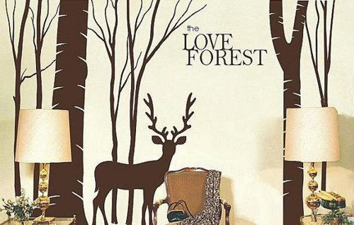 Christmas Deer Tree Decal , Love Forest Deer ,tree Fawn Decals, Custom Phrase ,birch Tree Sticker,vinyl , Wall Sticker ,baby Stickers Kids