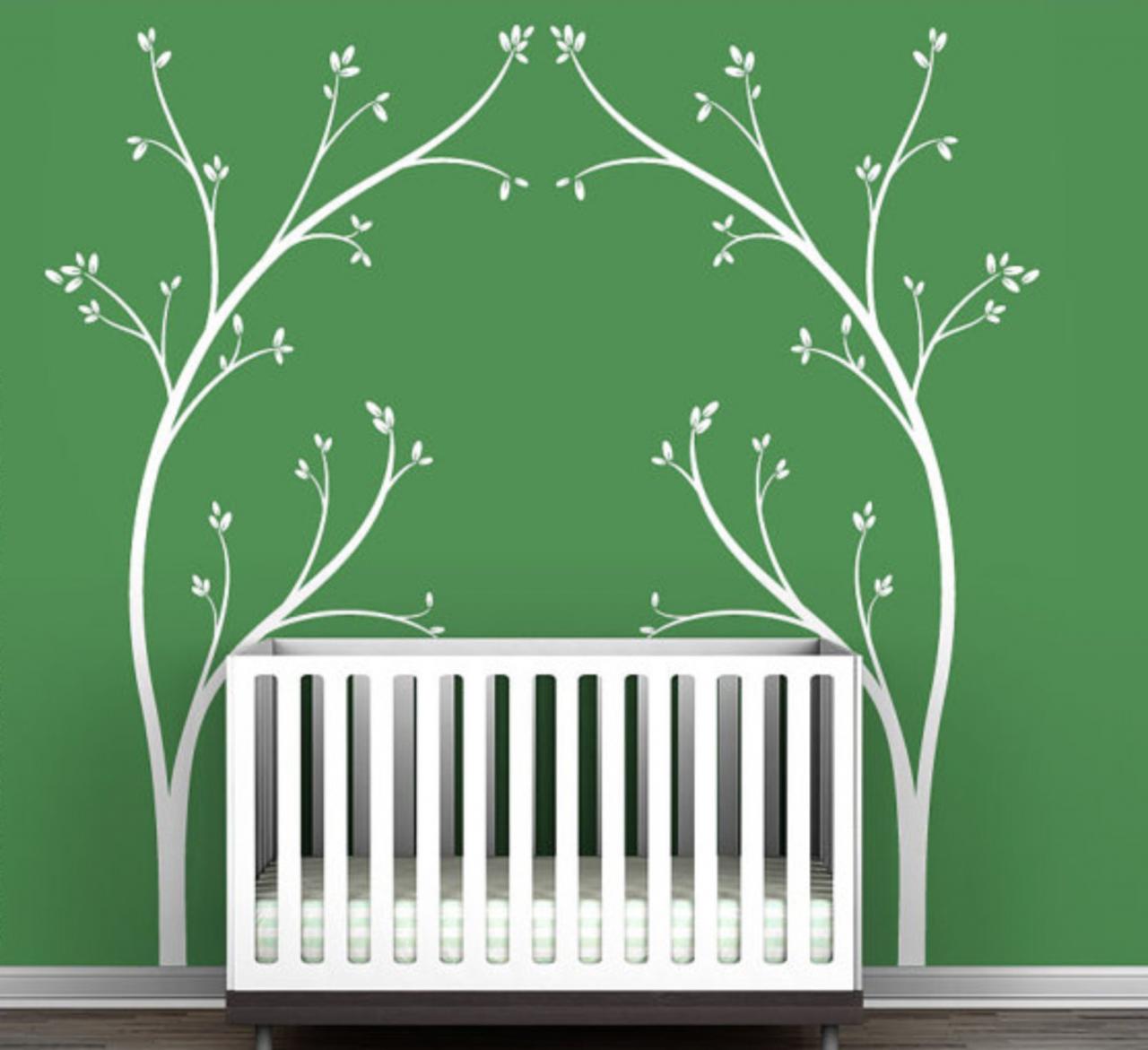 Vinyl Wall Decal Two Germination Tree With Leaf Leaves Buds Trees Home House Art Wall Decals Wall Sticker Stickers Baby Room Kid R600