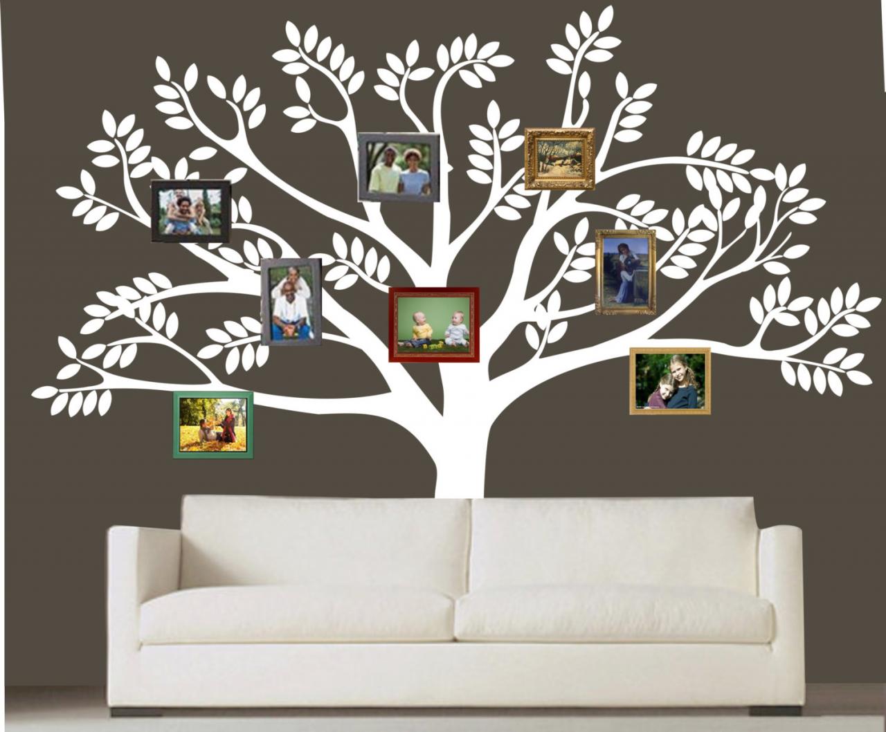 Custom Family Tree Decal Vinyl Wall Decal Photo White Tree Decals Leaf Leaves Home Baby Room Wall Sticker Stickers Mural Removable Kids R718