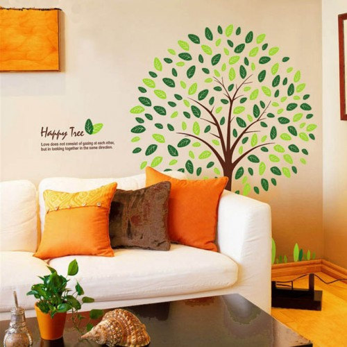 Vinyl Large Family Happy Tree With Leaf Leaves Wall Decal Word Words Home House Wall Decor Wall Sticker Stickers Kids Baby Room Punk R319