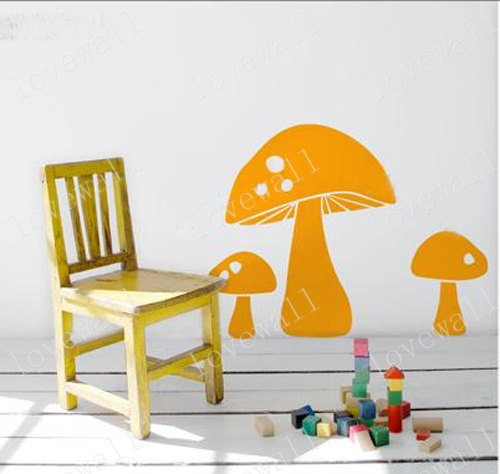Cute Mushroom Three Mushrooms Wall Decal Vinyl Home Art Decals Wall Sticker Stickers Kids Baby Room Bed Kid R0214
