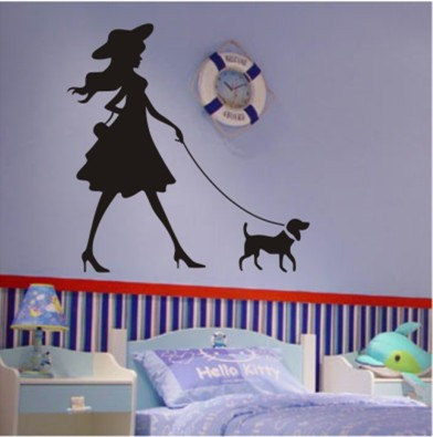 Wall Decal Vinyl Walking Dog Walk A Puppy Girl Home Art Decals Wall Sticker Stickers Baby Room Bed Baby Room Pet R169