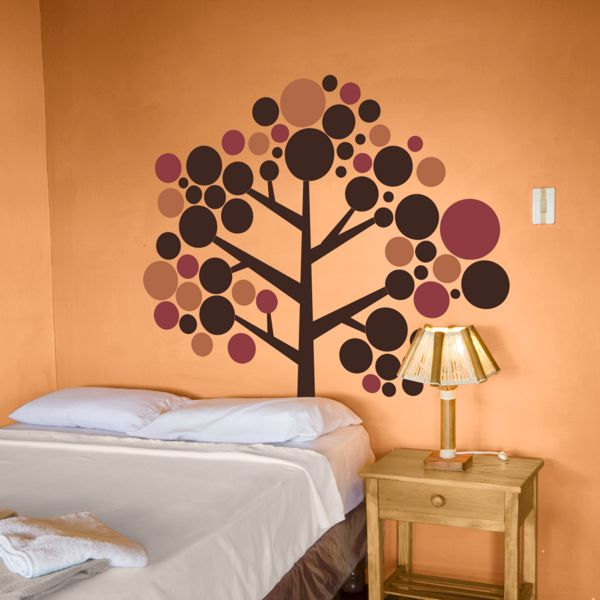 Vinyl Wall Decal Mod Circle Leaf Tree Simple Adorable Trees Branch Leaves Home Art Decals Wall Sticker Stickers Kids Room Bed Baby R703
